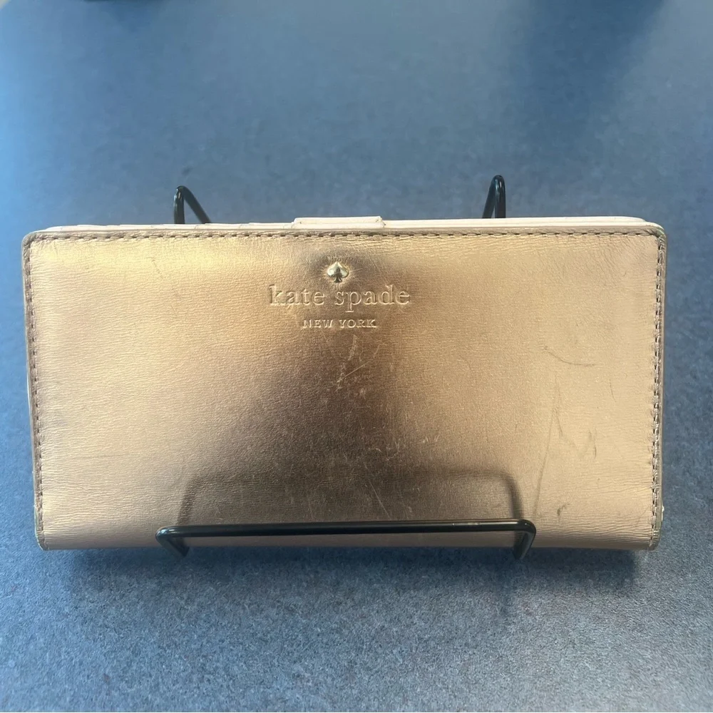 Kate Spade STORY BOOK rose Gold Metallic Wallet